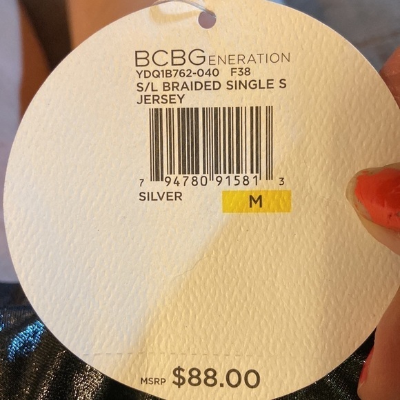 NWT BCBGeneration top is a one-strap bandeau number in metallic pewter. Sexy! - Picture 6 of 7